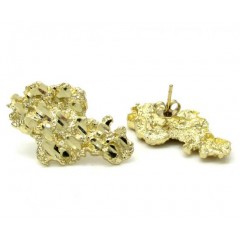 10k Yellow Gold Diamond Cut Large Nugget Earrings