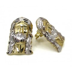 10k Two Tone Gold Diamond Cut Mini Jesus Head Pendant
