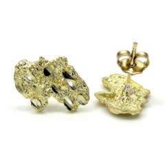 10k Yellow Gold Diamond Cut Small Nugget Earrings