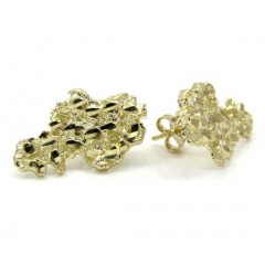 10k Yellow Gold Diamond Cut Medium Nugget Earrings