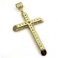 10k Yellow Gold Large Carved Out Hollow Tube Cross