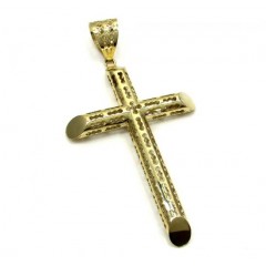 10k Yellow Gold Medium Carved Out Hollow Tube Cross