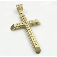 10k Yellow Gold Small Carved Out Hollow Tube Cross