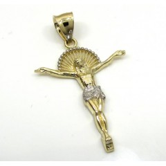 10k Yellow Gold Hanging Jesus Medium Cross