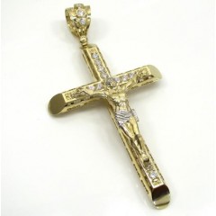 10k Yellow Gold Cz Medium Jesus Cross