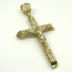 10k Yellow Gold Cz Medium Jesus Cross