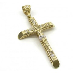 10k Yellow Gold Cz Large Jesus Cross