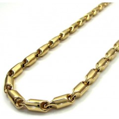 14k Yellow Gold Hollow Bullet Link Chain 24 Inch 4.5mm