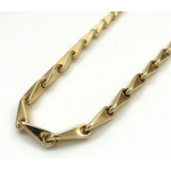14k Yellow Gold Hollow Bullet Link Chain 26 Inch 3.7mm