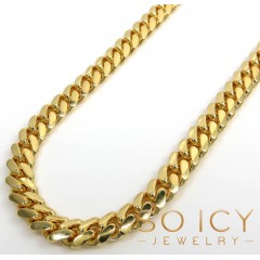 14k Yellow Gold Solid Miami Link Chain 18-26