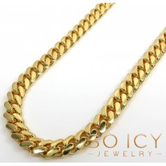14k Yellow Gold Solid Miami Link Chain 18-32 Inch 6mm