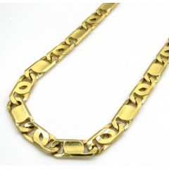 14k Yellow Gold Solid Tiger Eye Link Chain 24 Inch 6mm