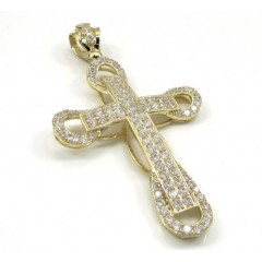 10k Yellow Gold Large Cz 3d Cross 4.00ct