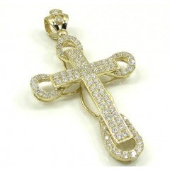 10k Yellow Gold Medium Cz 3d Cross 3.00ct