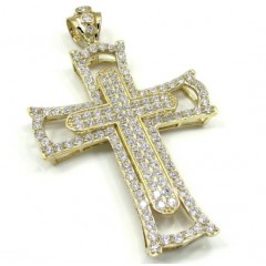 10k Yellow Gold Large Double Cross 4.00ct