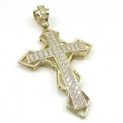10k Yellow Gold Large Diamond 3d Jesus Cross 2.50ct