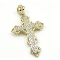 10k Yellow Gold Medium Diamond 3d Jesus Cross 2.00ct