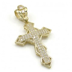 10k Yellow Gold Small Diamond 3d Jesus Cross 1.50ct