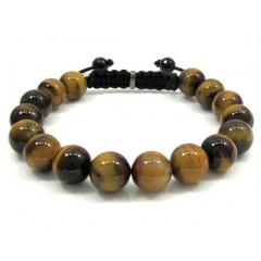 Tiger Eye Onyx Macramé Smooth Bead Rope Bracelet