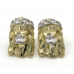 10k Yellow Gold Mini Jesus Face Earrings