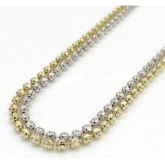 14k Gold Moon Cut Bead Chain 18-30 Inch 2mm