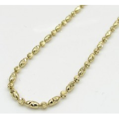 14k Gold Yellow Gold Diamond Cut Oval Bead Chain 16-20 Inch 1.8mm