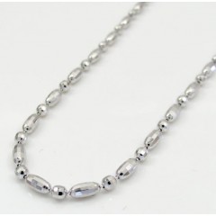 14k Gold White Gold Diamond Cut Oval Bead Chain 16-20 Inch 1.8mm