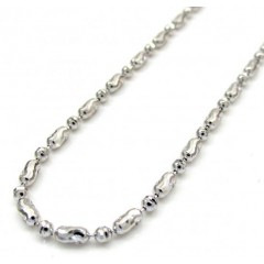 14k Gold White Gold Moon Cut Oval Bead Chain 16-20 Inch 1.8mm