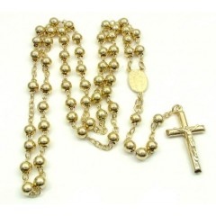 Yellow Sterling Silver Rosary Chain Necklace 26 Inches 6mm