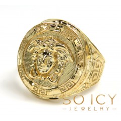 Mens 10k Yellow Gold Oval Medusa Ring 