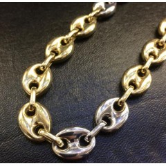 14k Two Tone Gold Gucci Puff Link Chain 26 Inches 14mm
