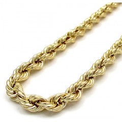 10k Yellow Gold Smooth Rope Chain 20-30 Inch 5.50mm