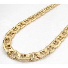 10k Yellow Gold Puffed Mariner Chain 24-30 Inch 7.2mm 