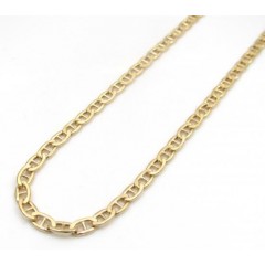 10k Yellow Gold Skinny Puffed Mariner Chain 18-24