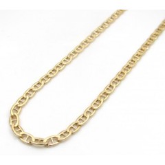 10k Yellow Gold Skinny Puffed Mariner Chain 20-24 Inch 2.50mm