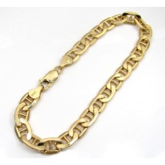 10k Yellow Gold Puffed Mariner Bracelet 8 Inch 7mm