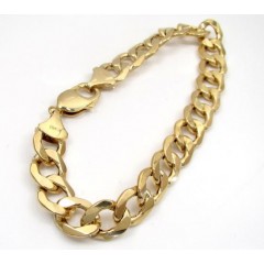 10k Yellow Gold Thick Hollow Cuban Bracelet 9 Inch 11mm