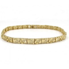 10k Yellow Gold Solid Skinny Nugget Bracelet 8.50 Inch 