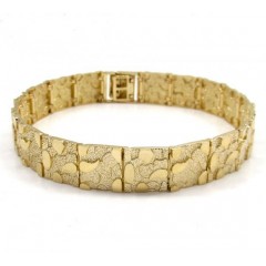 10k Yellow Gold Solid Nugget Bracelet 8.50 Inch 11mm