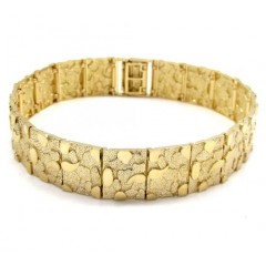 10k Yellow Gold Solid Large Nugget Bracelet 8.50 Inch 