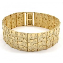 10k Yellow Gold Solid Xl Nugget Bracelet 8.50 Inch 