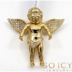 14k Solid Gold Baby Cherub Angel Vs Pendant 0.40ct