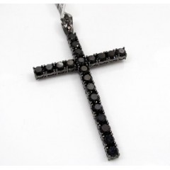 10k Gold Blacked Out Skinny Diamond Cross 11.89ct