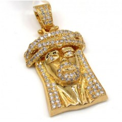 14k Yellow Gold Jesus Piece Diamond Pendant 2.50ct