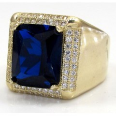 10k Yellow Gold Blue Sapphire Gemstone Ring 5.00ct