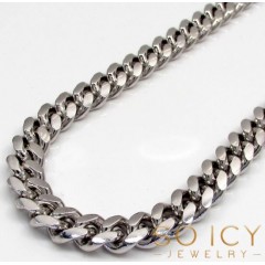 10k White Gold Solid Thick Miami Chain 22-28 Inch 7.8mm
