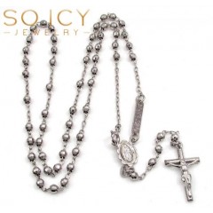 10k White Gold Disco Bead Womens Rosary Chain 16