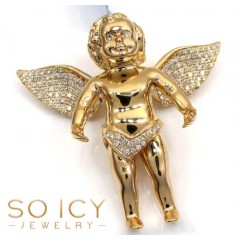 14k Yellow Gold Vs Diamond Baby Cherub Angel Pendant 0.81ct