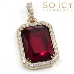 14k Yellow Gold Ruby Red Vs Diamond Octagon Charm Pendant 0.71ct