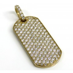 14k Yellow Gold Vs Diamond Dog Tag Pendant 2.65ct